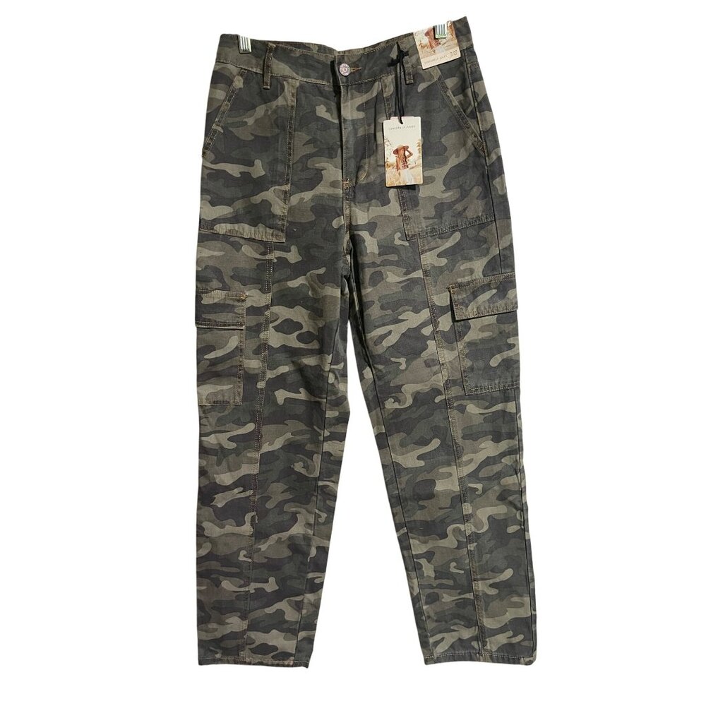 Sincerely Jules Womens Camo Cargo Pants Size 7 27 Waist 100% Cotton Relaxed Fit
